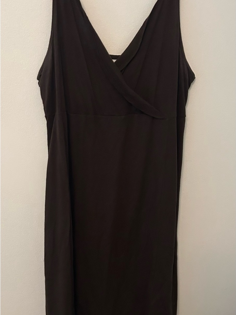 Simple brown Sleeveless V-Neck Dress